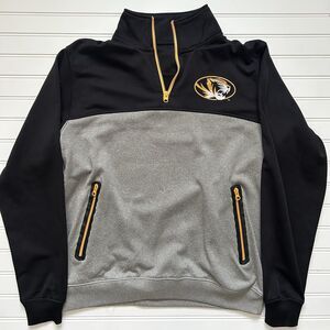 Missouri Tigers Mizzou 1/4 Zip Pullover E5 Medium Black Gray Quarter Zip Pockets